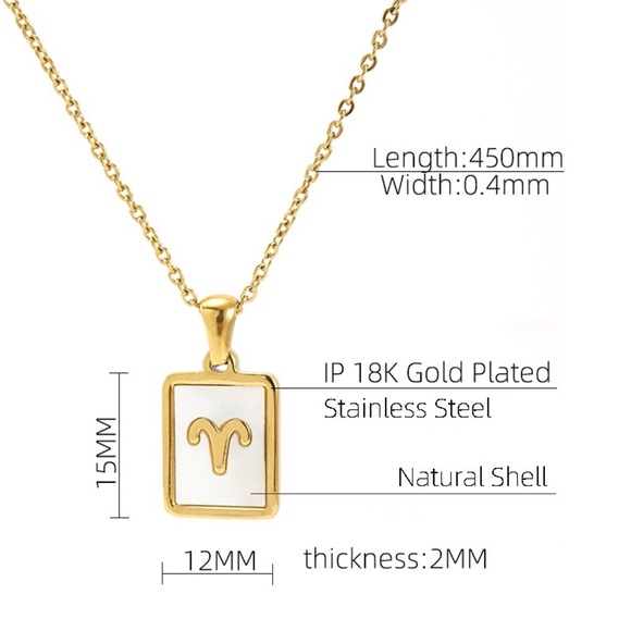 18K Gold Plated Mother Pearl Zodiac Necklace NWT - Picture 4 of 16